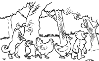 A coloring page of little bear